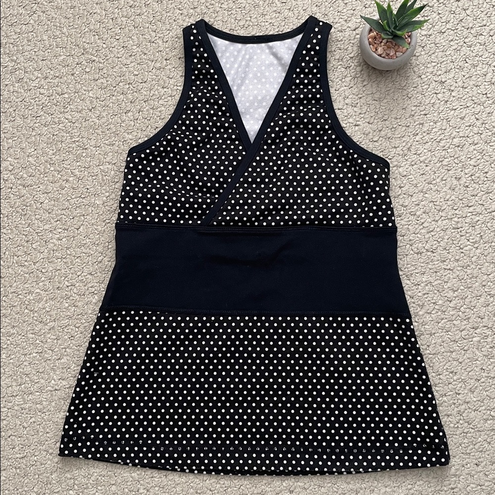 Lululemon deep v tank black white polka dot